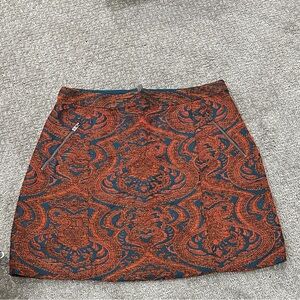 Hollister Orange and Navy Patterned Skirt